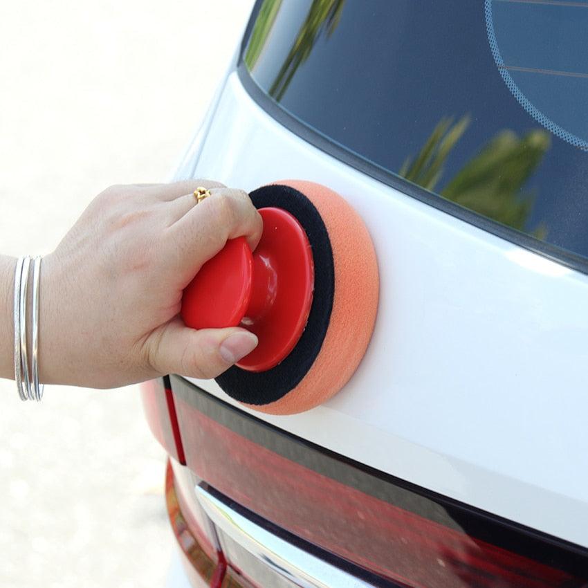 5PCS Car Wash Wax Polish Pad Polishing Pad Sponge Microfiber Sponge Applicators Car Cleaning Cloth Microfiber Applicator For Auto Polisher Waxing Sponge Car Wax Applicator Pads Kit Sponge Applicators Soft Foam Waxing Pad with Grip Handle