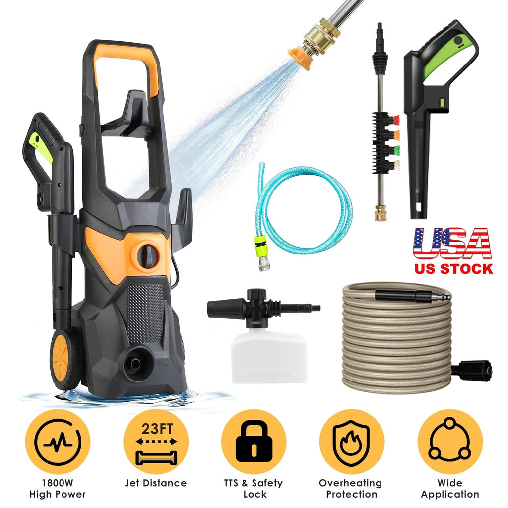 4200PSI 1.85GPM 1800W Electric Pressure Washer High Pressure Cleaning Machine Portable Car Power Washer with Spray Gun 4 Nozzles Foam Cannon Holders f