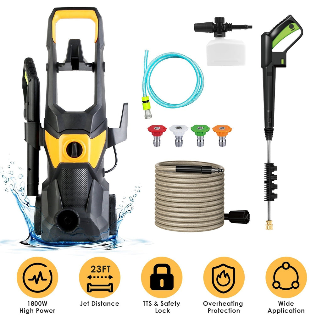 4200PSI 1.85GPM 1800W Electric Pressure Washer High Pressure Cleaning Machine Portable Car Power Washer with Spray Gun 4 Nozzles Foam Cannon Holders f